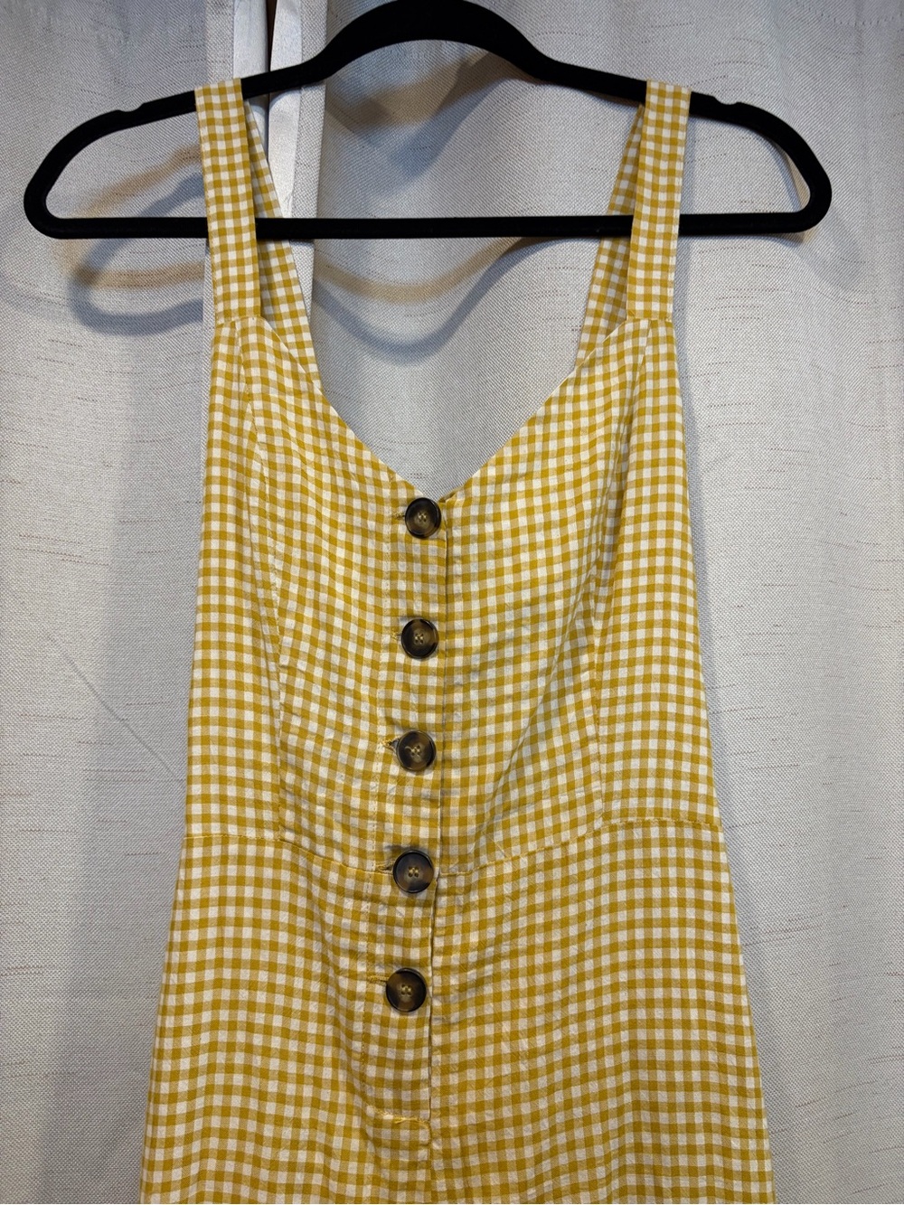 Essue Yellow Gingham Button-Front Jumpsuit - Picture 2 of 10